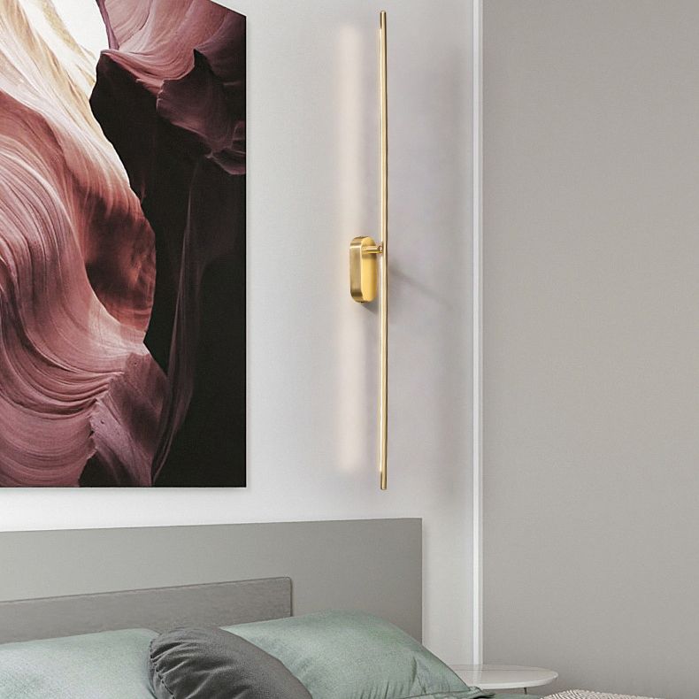 Acryl messing LED -muur sconce in moderne beknopte stijl koper lineair wandlicht voor binnenruimtes