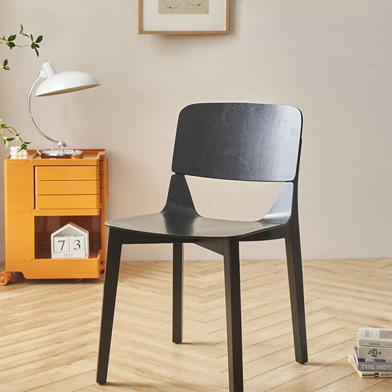 Nordic Style Solid Wood Dining Room Chair Armless Open Back Dining Side Chair for Home Use