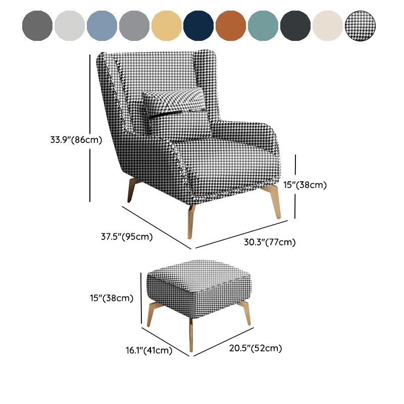 Glam Style Pu Leather Wingback Chair Pillow Back Flared Arm Chair