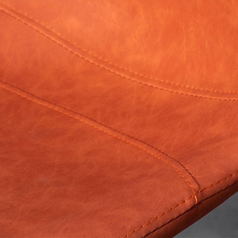 Scandinavian Metal Barstool Adjustable Low Back Faux Leather Barstools in Matte Finish