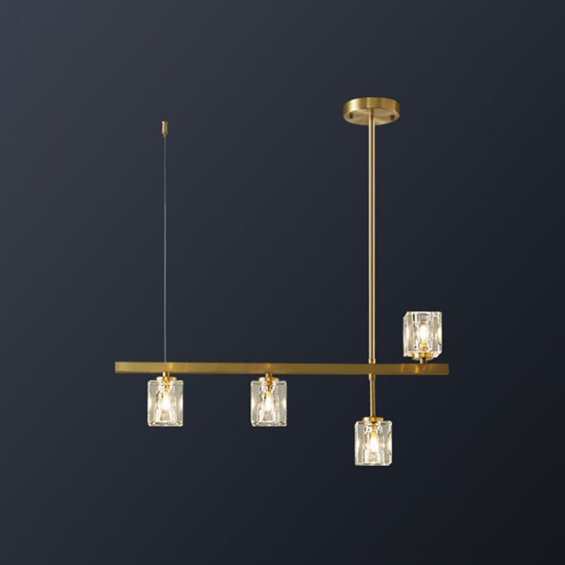 Gold Hanging Light Contemporary Island Lighting with Crystal for Dining Table