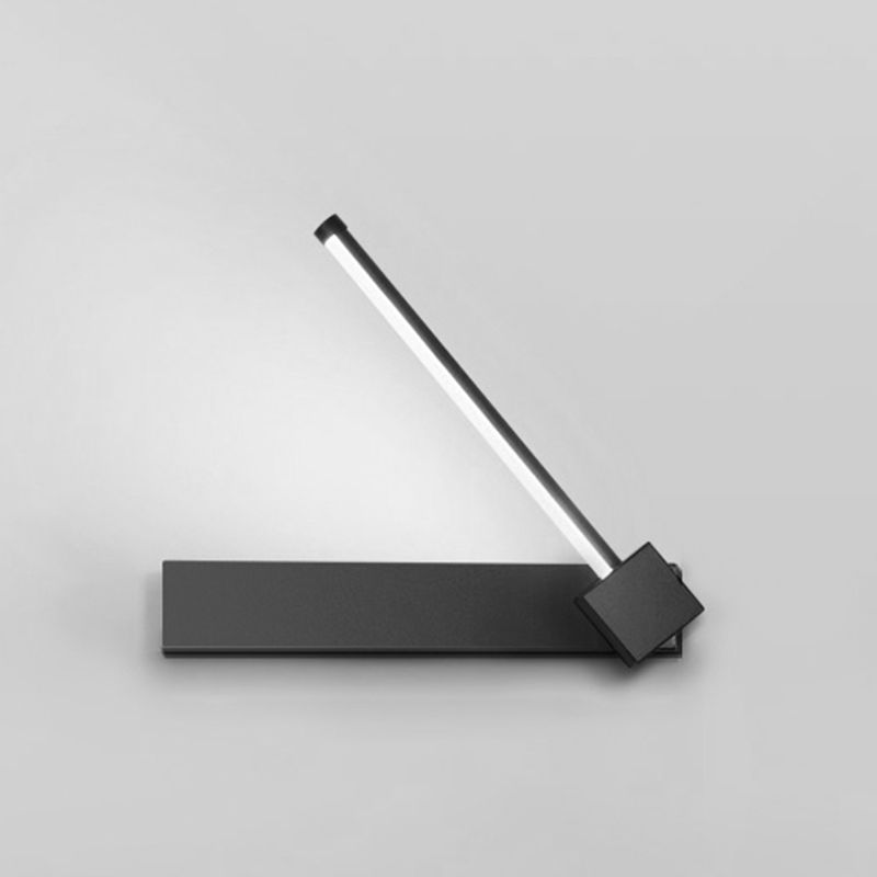 Modern Metal Wall Light Straight Rotatable 12" Wide Wall Sconce for Bedroom