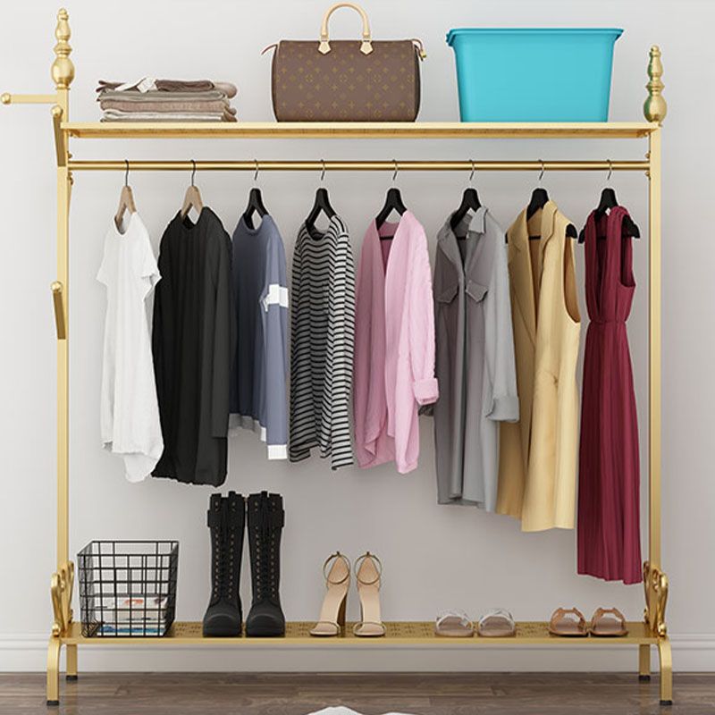 Contemporary Solid Color Coat Hanger Free Standing Coat Rack with Storage Shelving