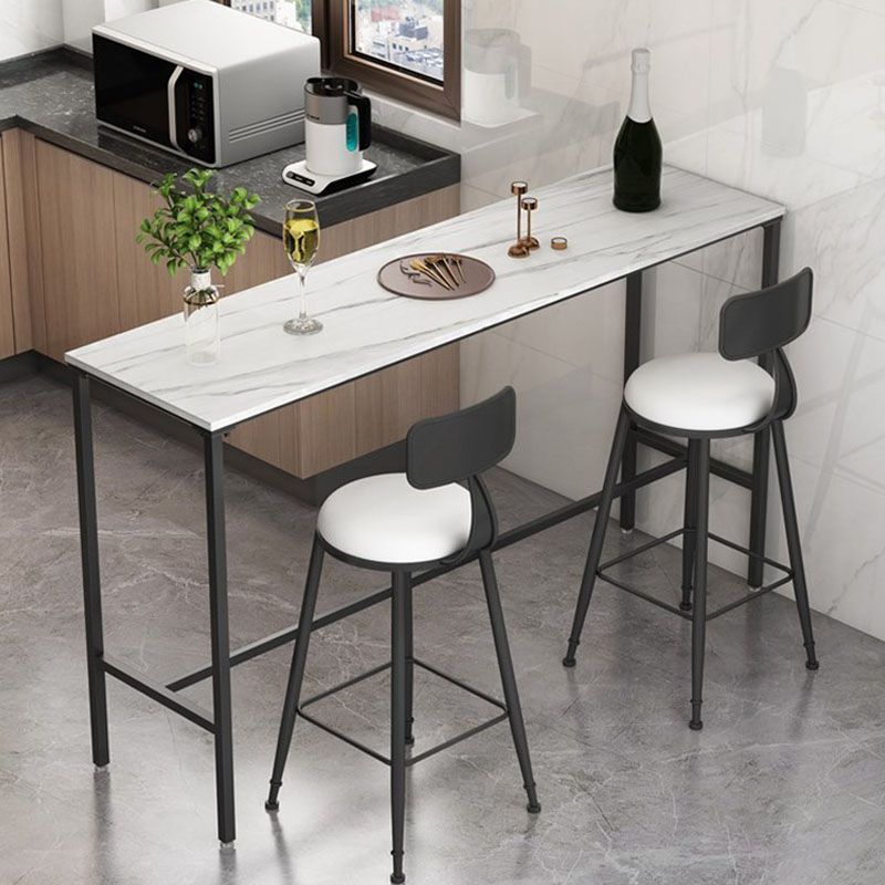 Sintered Stone Top Rectangular Bar Table Modern Bistro Table with Tres