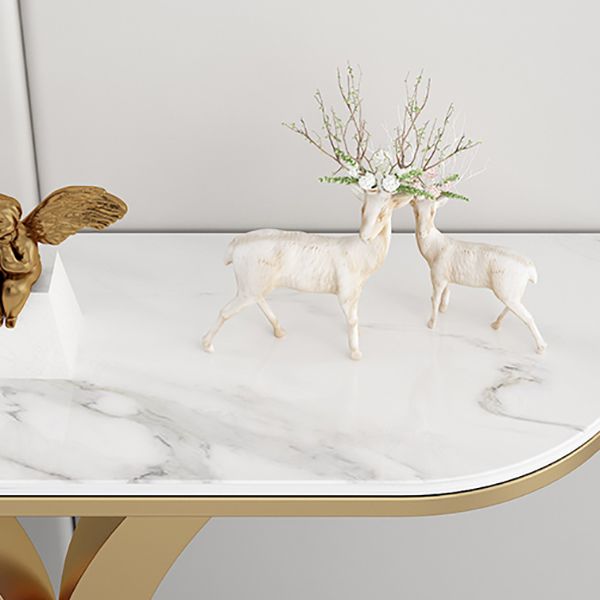 Glam Console Table Half Moon Marble Accent Table , 12 Inch Wide