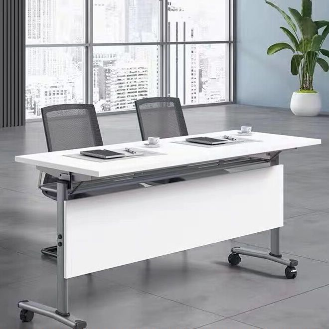 Rectangular Writing Desk Metal Base with Caster Wheel Desk for Office