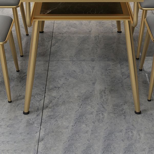 Traditional Luxury Dining Table Rectangle 4 Legs Dining Table with Gold Frame