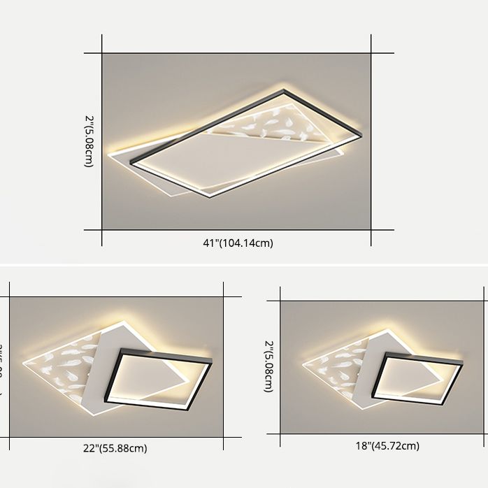 Moderne luxe LED-plafondlamp met veren, geometrische metalen semi-inbouwmontage voor woonkamer