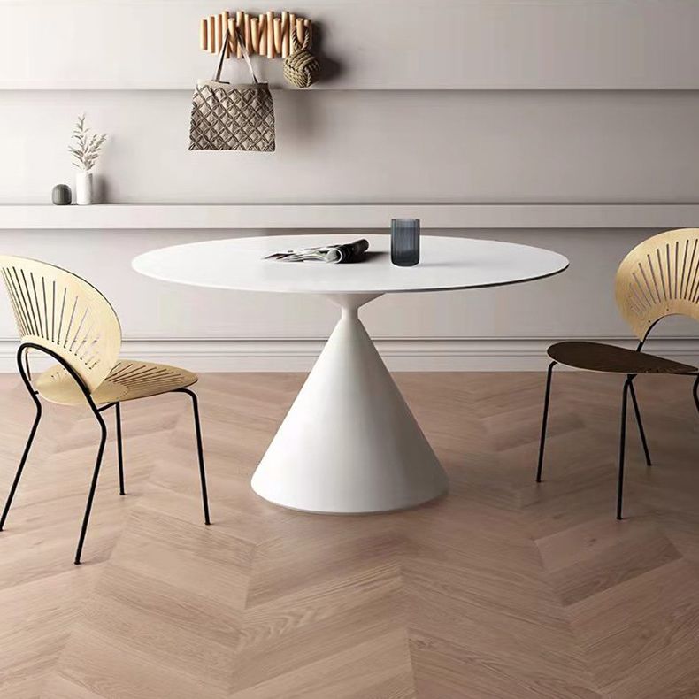 Modern Stone Pedestal Dining Table Matte Finish Round Table for Kitchen