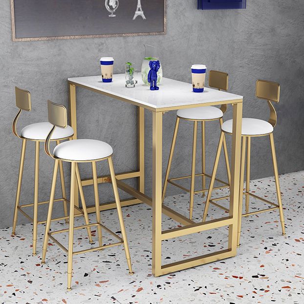 Contemporary Marble Pub Height Dining Table Trestle Indoor Counter Height Dining Table