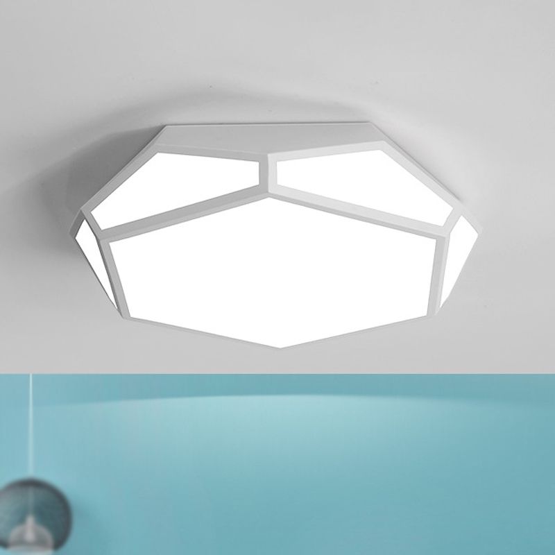 16.5"/20.5" Dia Metal Geometric Flush Mount Lighting with Acrylic Shade Nordic Black/White LED Ceiling Light in Warm/White