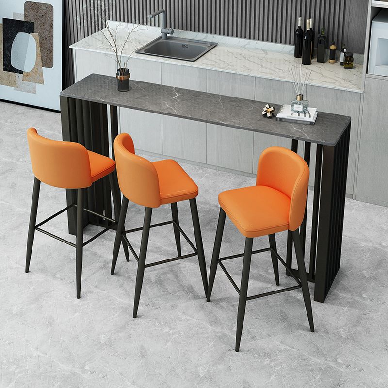 Rectangle Stone Bar Table Contemporary Bar Table with Double Pedestal Base