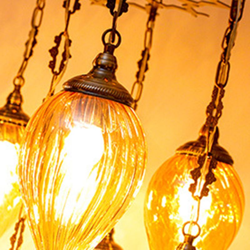 Lampada a sospensione in vetro in vetro in stile industriale in tela lacrima per soggiorno per soggiorno