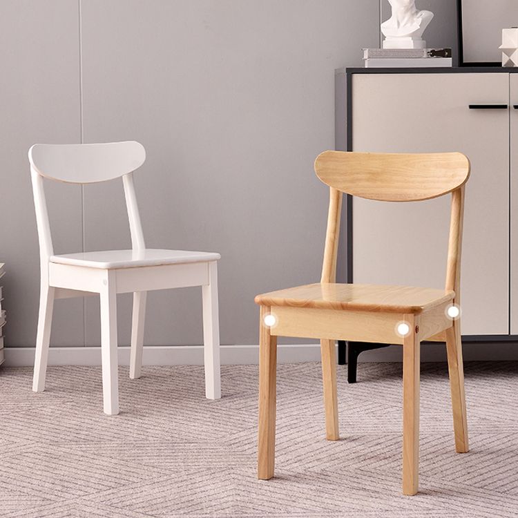 Chaise d'appoint scandinave à dossier ouvert en bois d'hévéa, chaise de salle à manger en bois naturel