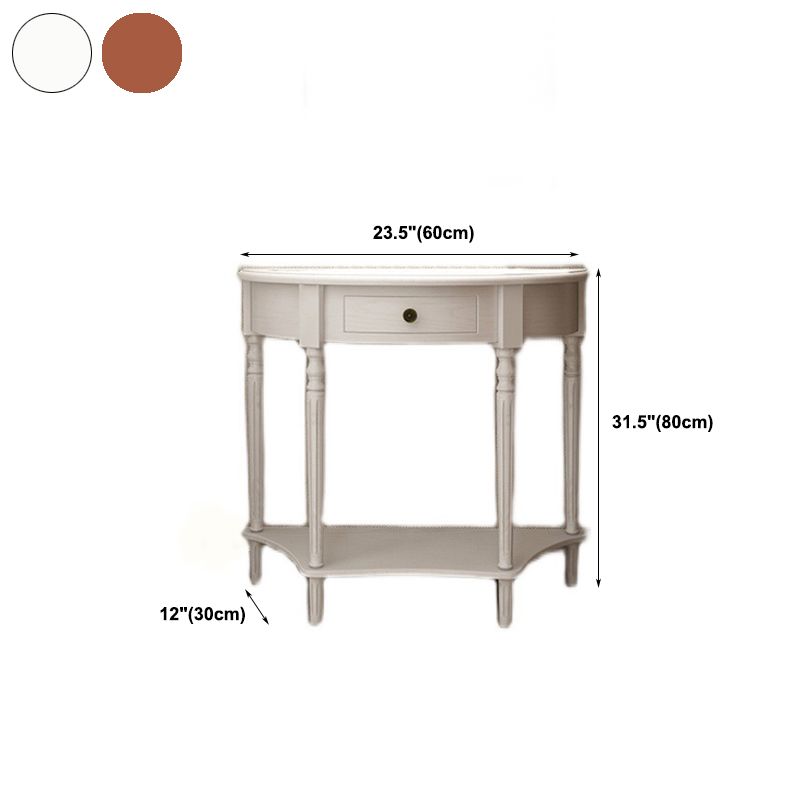 Storage Solid Wood Console Table Half Moon Mid-Century Modern Console