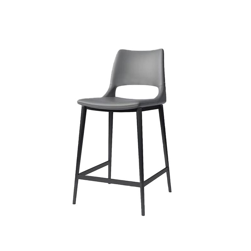 Leather Bar Stool Modern Backrest Counter Stool with Metal Legs