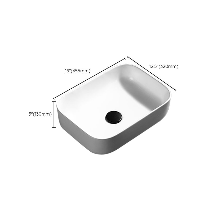 Contemporary Bathroom Sink Porcelain Pop-Up Drain Rectangular Vessel Lavatory Sink
