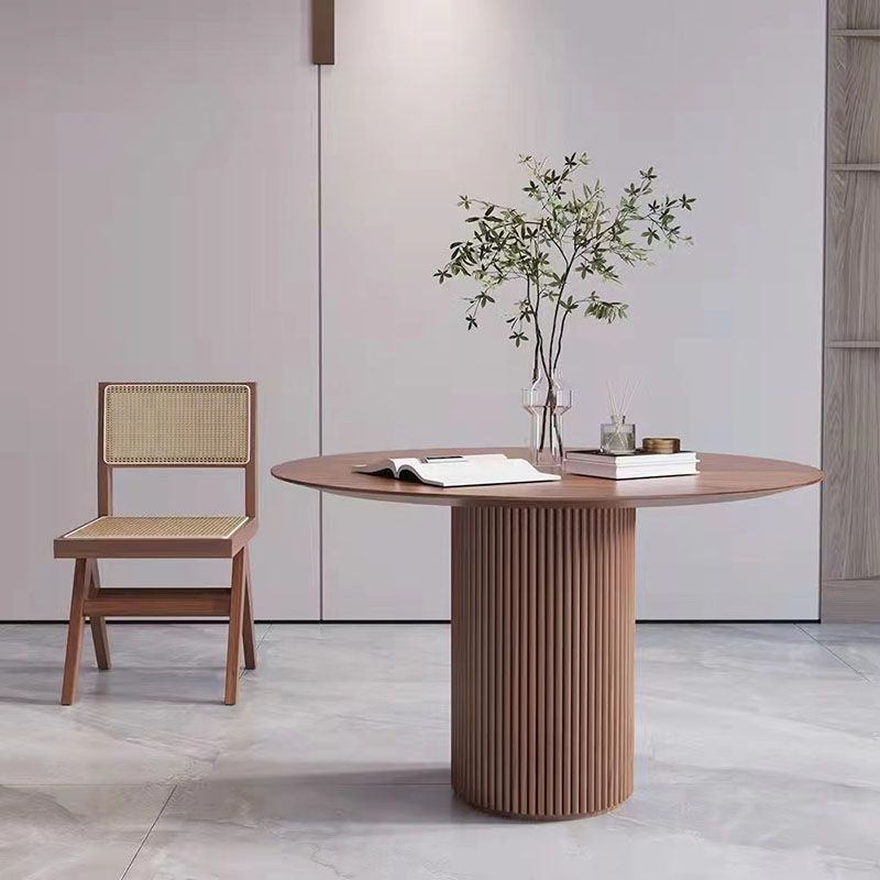Solid Wood Dining Table Contemporary Dining Site Table with Pedestal Base