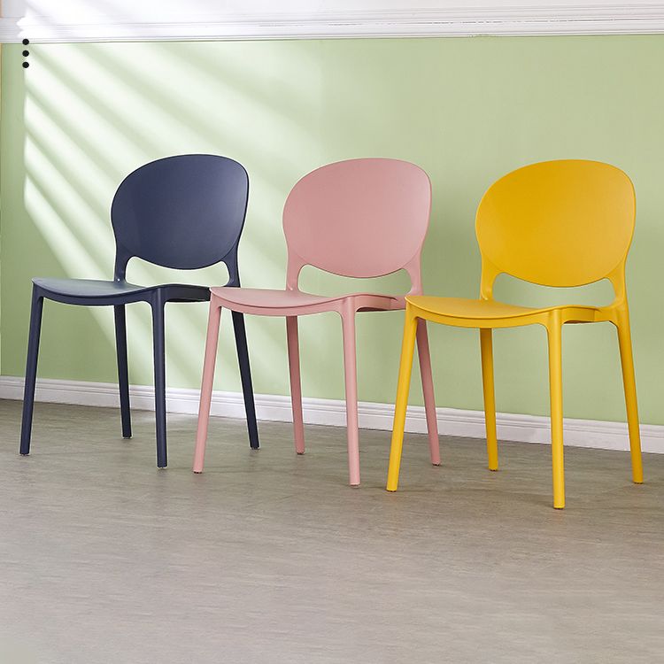 Modern Plastic Chair Kitchen Open Back Dining Side Furniture in Matte Finish