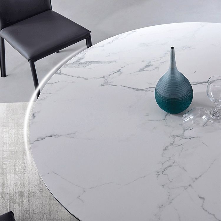 Contemporary  Dining Table Stone Round Dining Room Table with Tripod Base