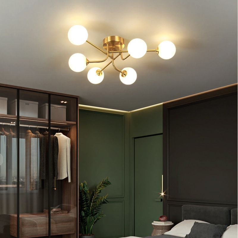 Ball Shape Glass Flush Ceiling Light Modern Multi Lights Flush Light Fixtures