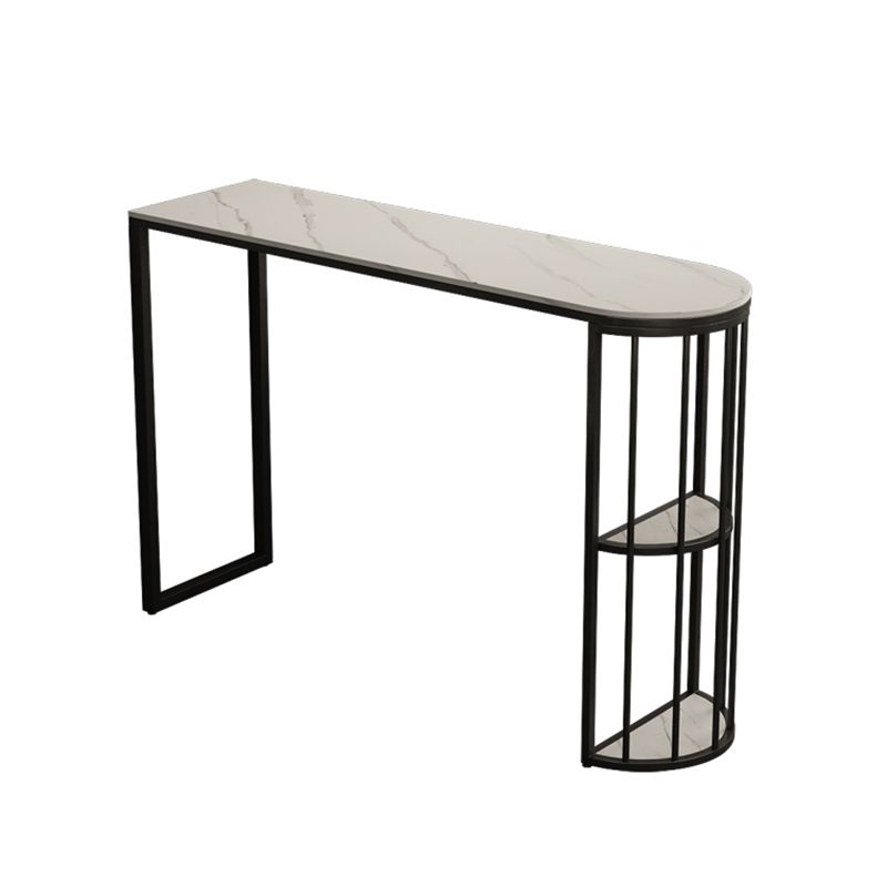 Industrial Style Bar Table Artificial Stone Top 42-inch Height Pub Table for Living Room