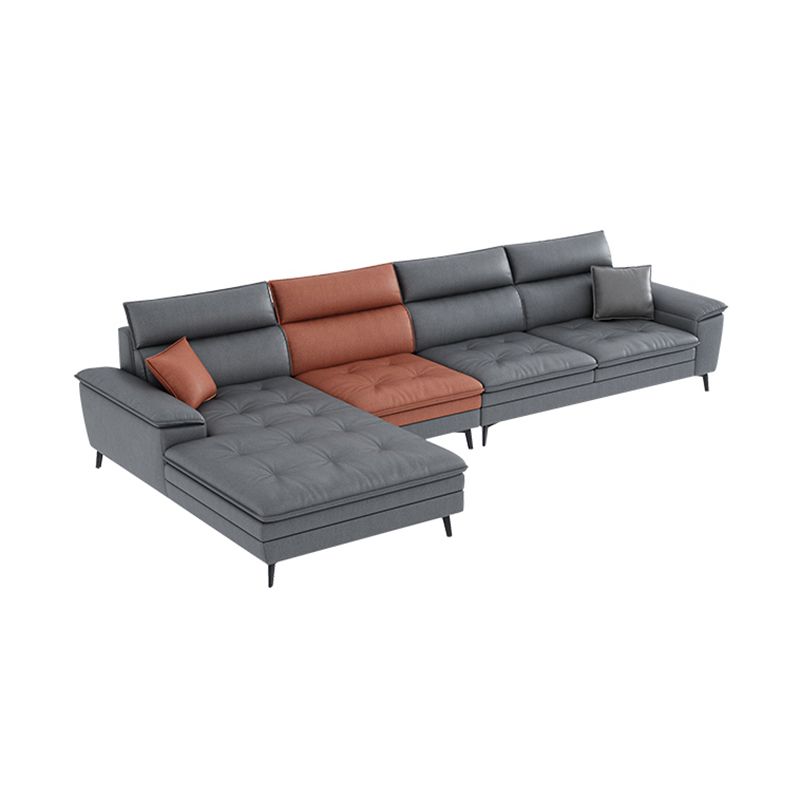 34.25 " H Faux Leather Pillow Top Arm Sofa & Chaise for Living Room