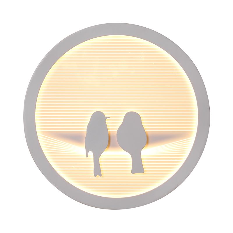 Circular Bedside Surface Wall Spliques A acrílico Led de la pared de la pared de la pared con diseño paraguas/nubes/pájaros en blanco