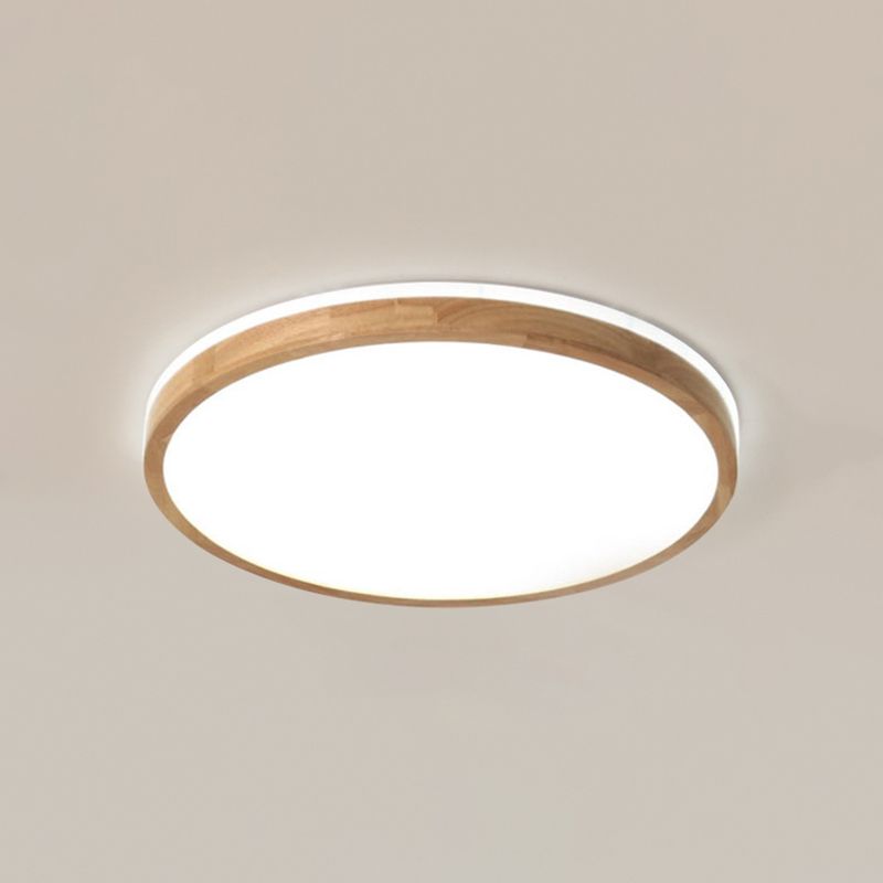 1 Light Circle Ceiling Lamp Modern Style Wood Ceiling Lighting for Dining Room