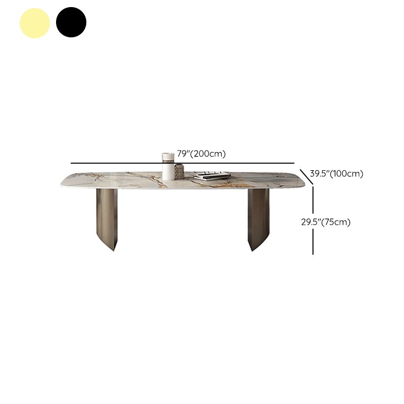 Modern Dining Sintered Stone Table Dining Rectangle Table with Metal Legs for Home Use