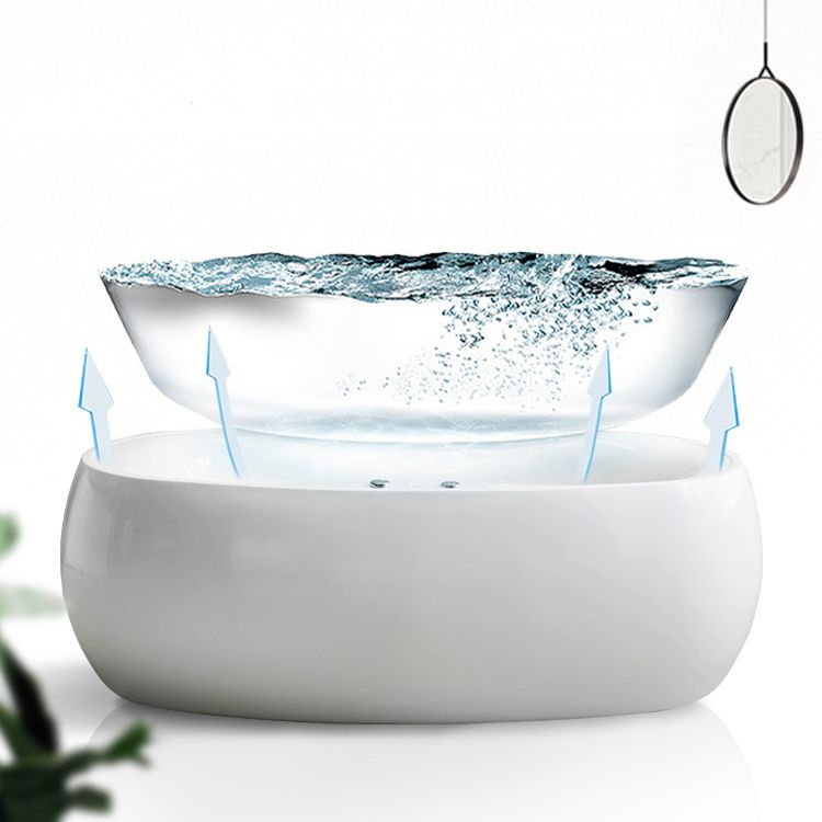 Modern Oval Acrylic Bathtub Hotel Freestanding Bath Tub in White