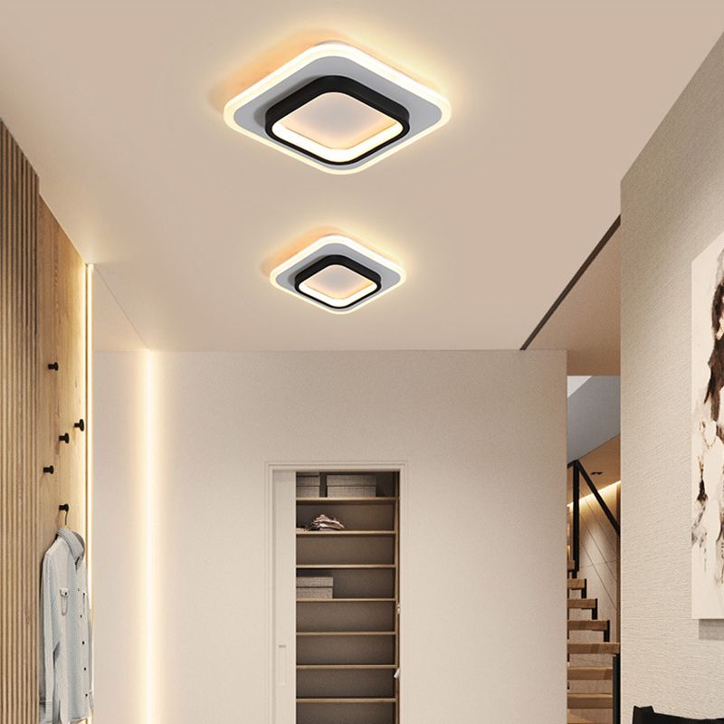 Modern Geometric Ceiling Lamp Aluminium 1 Light Flush Mount with Hole 2.5-4'' Dia