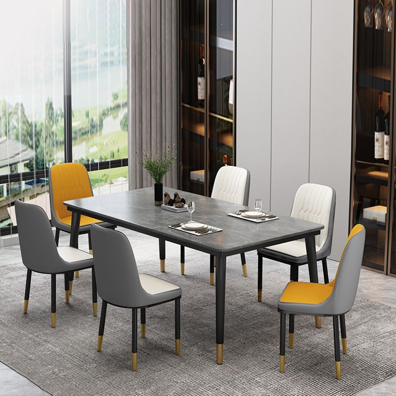 Industrial Style Home Sintered Stone Dining Table Rectangle Shape Table with 4 Legs Base