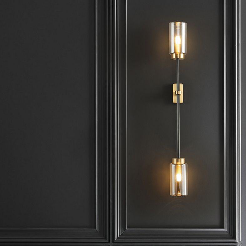 Noordse buisvormige wand sconce verlichting glazen slaapkamer wandlicht sconce in rookgrijs