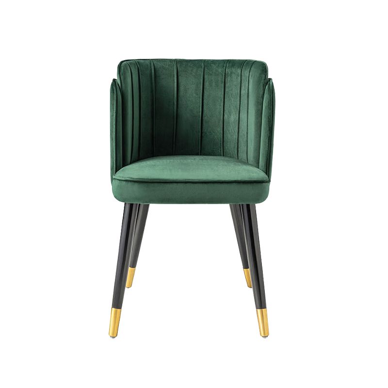 Glam Upholstered Dining Chair Green Parsons Chair with Wood Legs