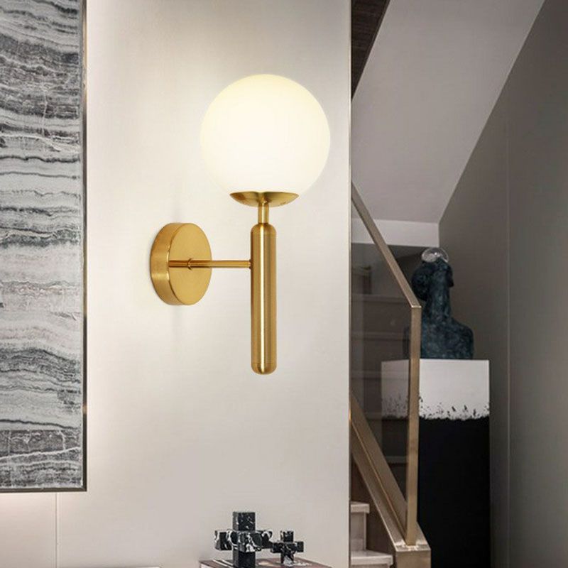 Glass Ball Mini Wall Light Kit Postmodern Single-Bulb Sconce Lighting Fixture for Bedroom