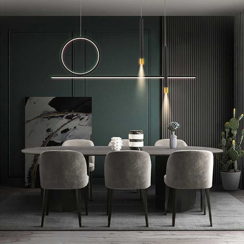 Black Metal Hanging Pendant Lights with Acrylic Shade Modern Island Lamps