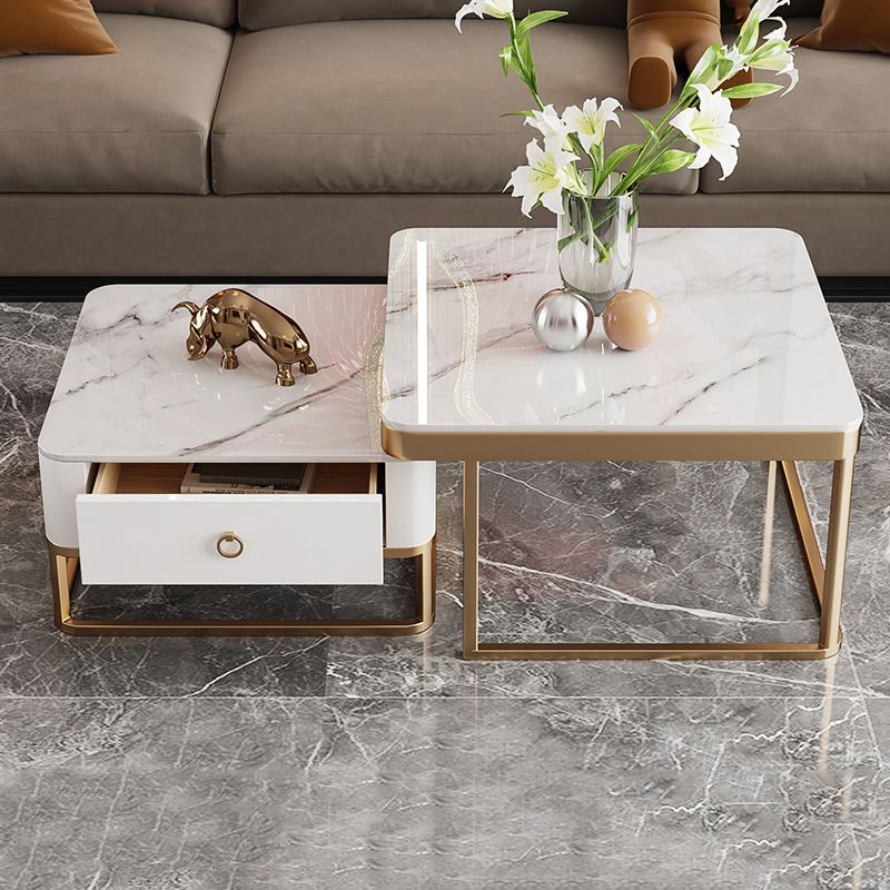 Frame Frame Coffee Table Glam Square Cocktail Table with Drawer