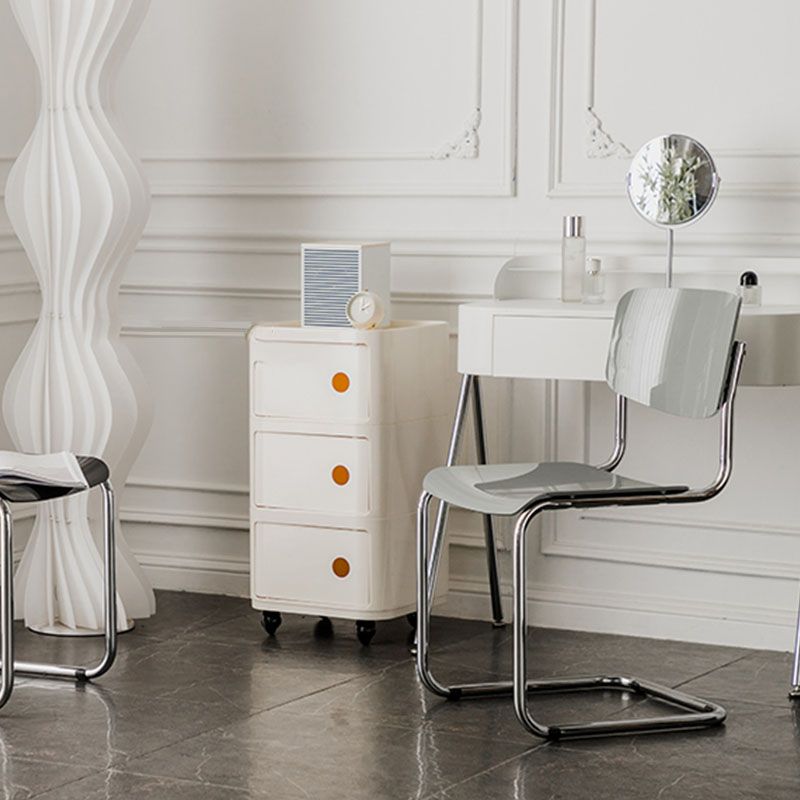 Contemporary Style Armless Chair Plastic Open Back Side Chair with Metal Base