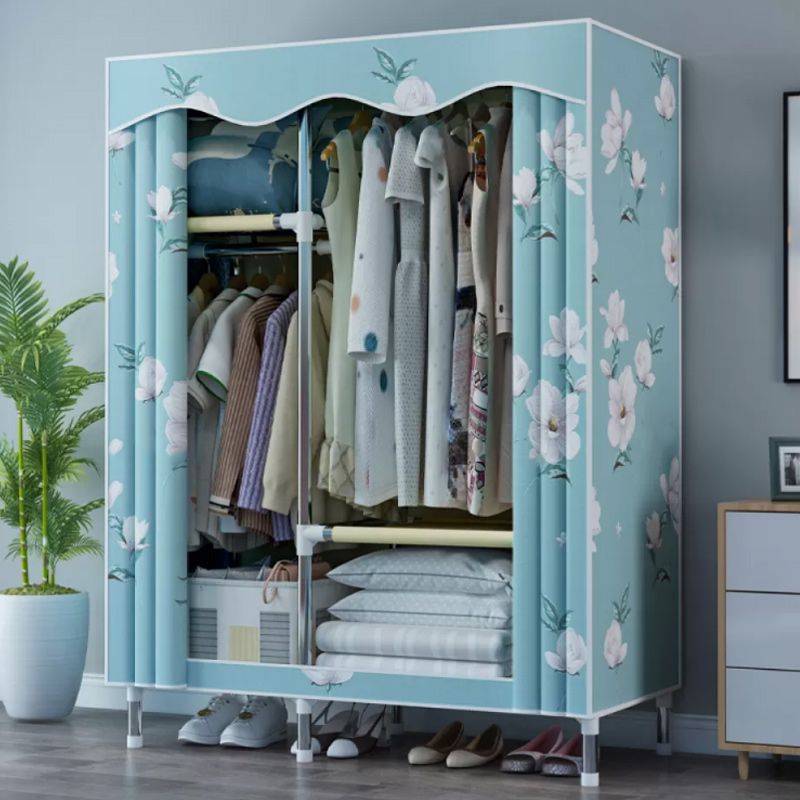 Steel Frame Wardrobe Armoire Contemporary Style Wardrobe with Shelves