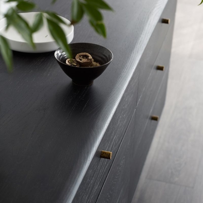 Contemporary Oak Double Dresser Horizontal Storage Chest for Bedroom