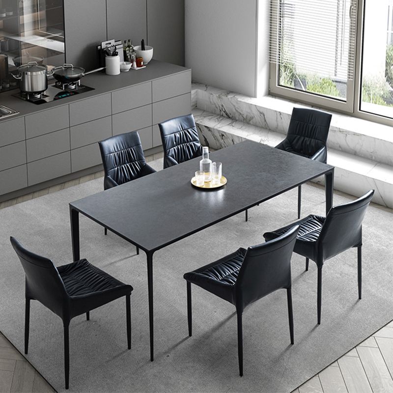 Mid-Century Dining Room Table Rectangle Stone Dinette Table for Home
