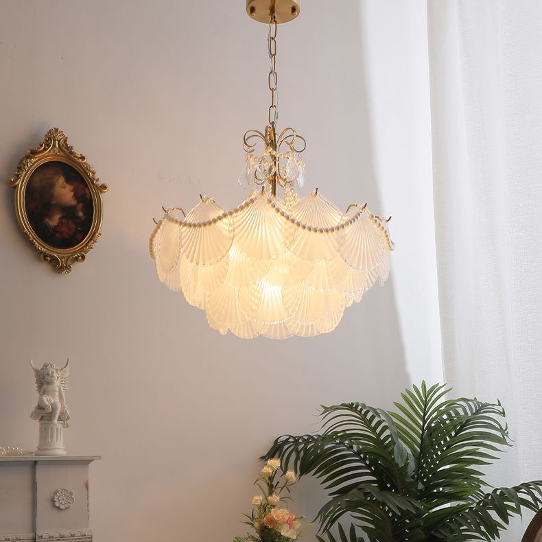 American Style Glass Chandelier Multi Light Hanging Light for Bedroom Dining Room