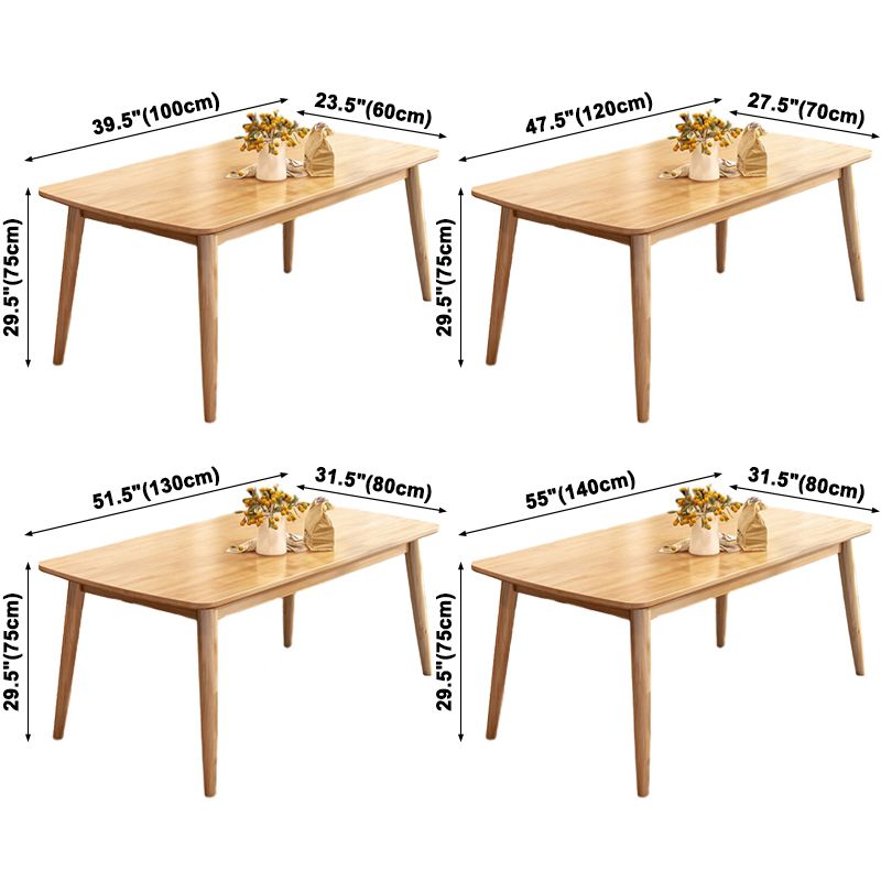 Rectangular Modern Solid Wood Dining Table Natural Finish Dining Furniture with Four-leg