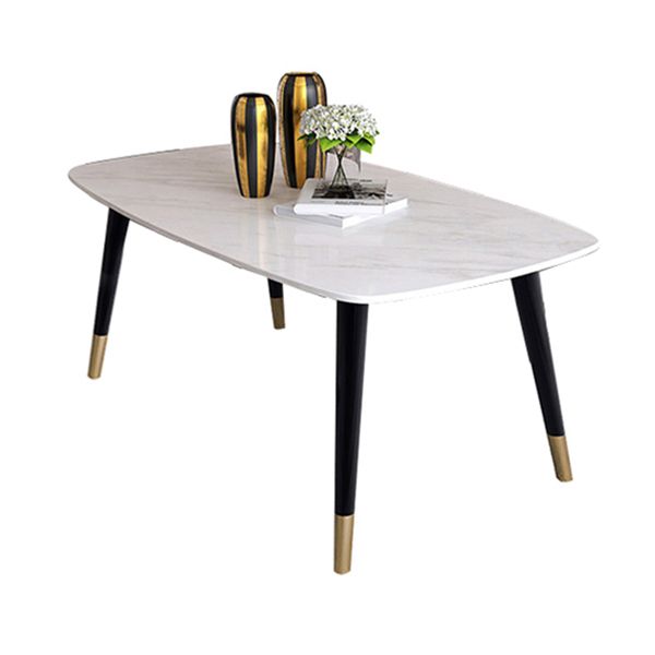 Sintered Stone White Tone Table Glam 4 Legs Table for Dining Room