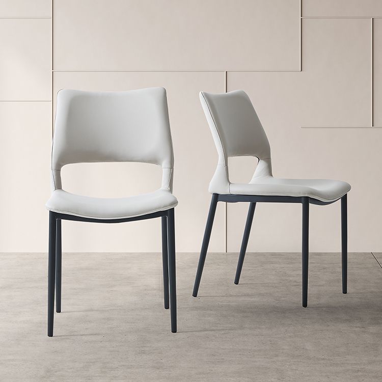 Open Back Side Chair Industrial Style Faux Leather Side Chair