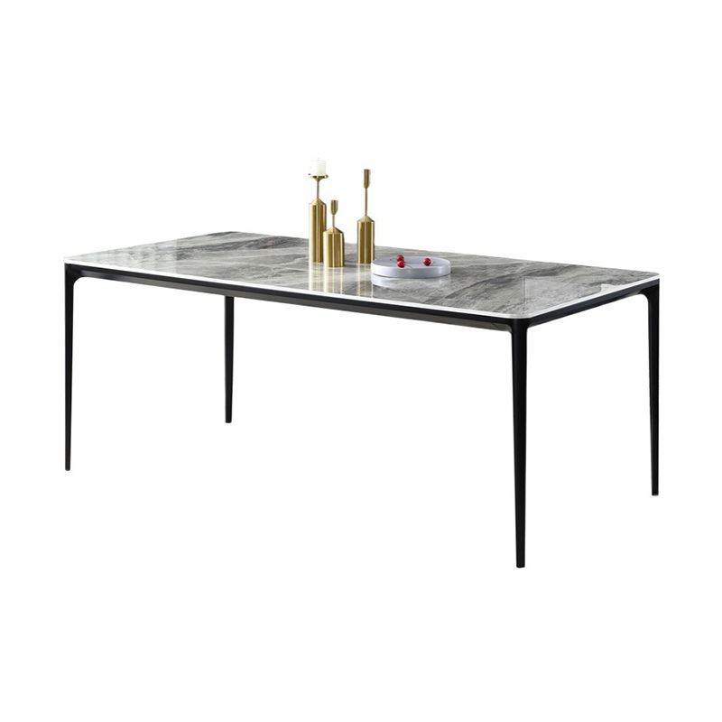 Glossy Gray Stone Dining Table Set 1/4/5/7 Pieces Modern Dinette Set for Kitchen