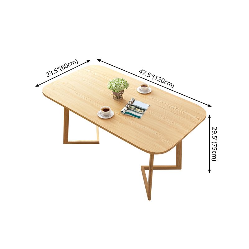 Rectangle Artificial Wood Table for Restaurant Modern Dining Table with Double Pedestal