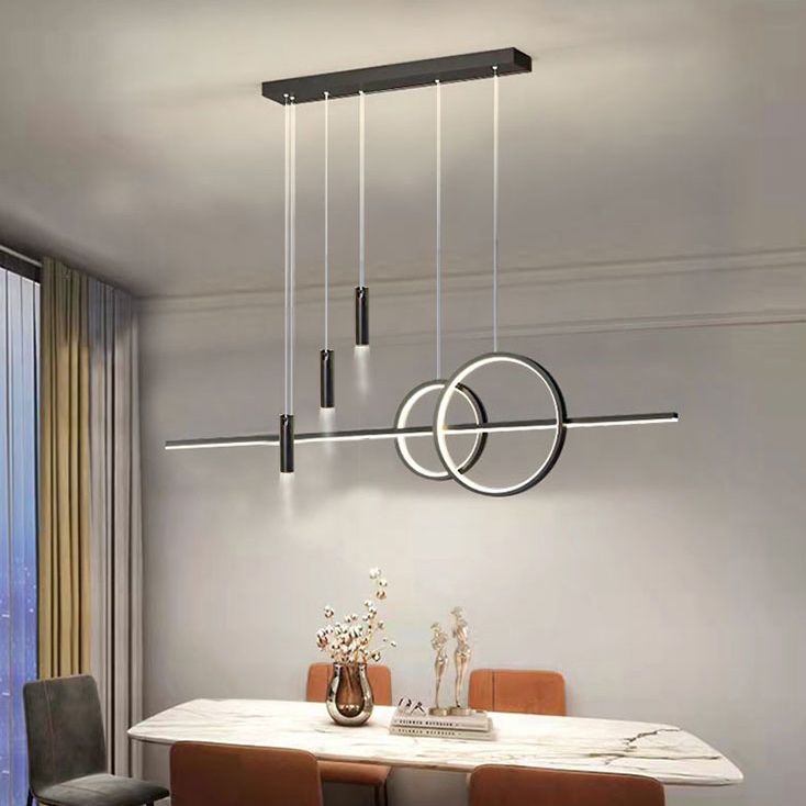 Luz de metal moderna Geométrica Geométrica 6 luces LED Island Colgante para sala de estar