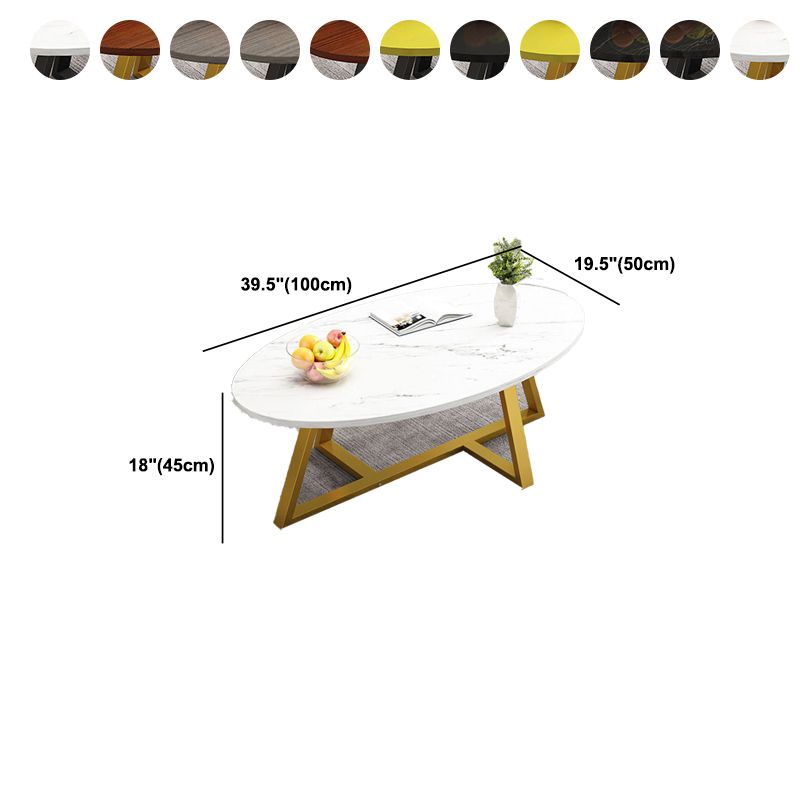 Glass Open Shelf Cocktail Table Oval Minimalist Modern Coffee Table
